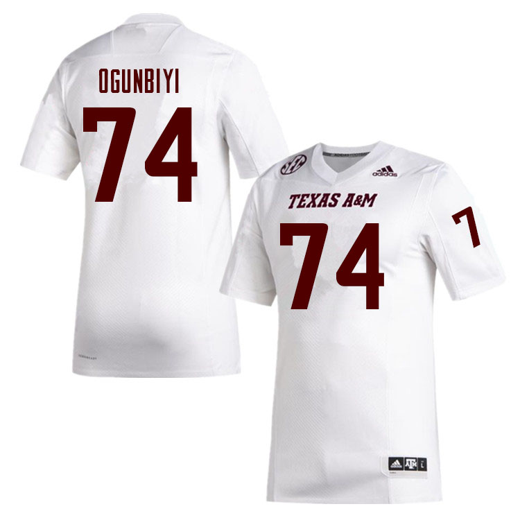 Men #74 Aki Ogunbiyi Texas A&M Aggies College Football Jerseys Sale-White - Click Image to Close
